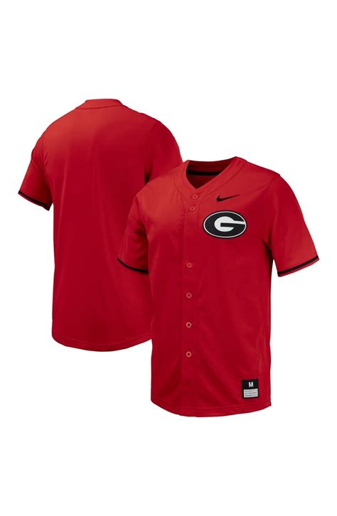 men's nike red georgia bulldogs replica full-button baseball jersey|Mens Georgia Bulldogs Jerseys (6) .